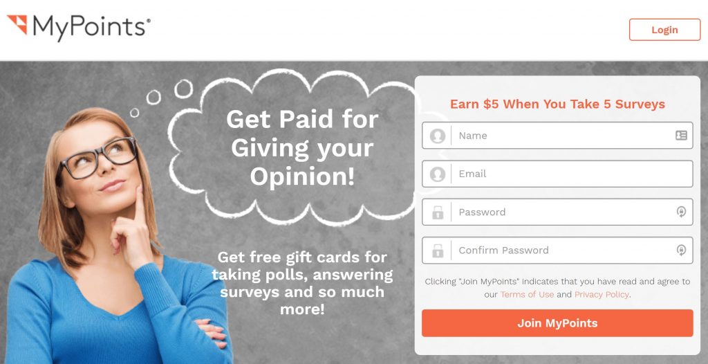 earn cash when you answer surveys online with MyPoints