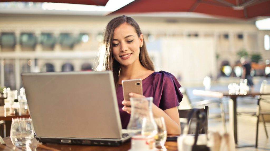 teen working on laptop